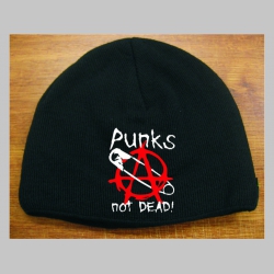 Punks not Dead čierna pletená čiapka stredne hrubá vo vnútri naviac zateplená, univerzálna veľkosť, materiálové zloženie 100% akryl